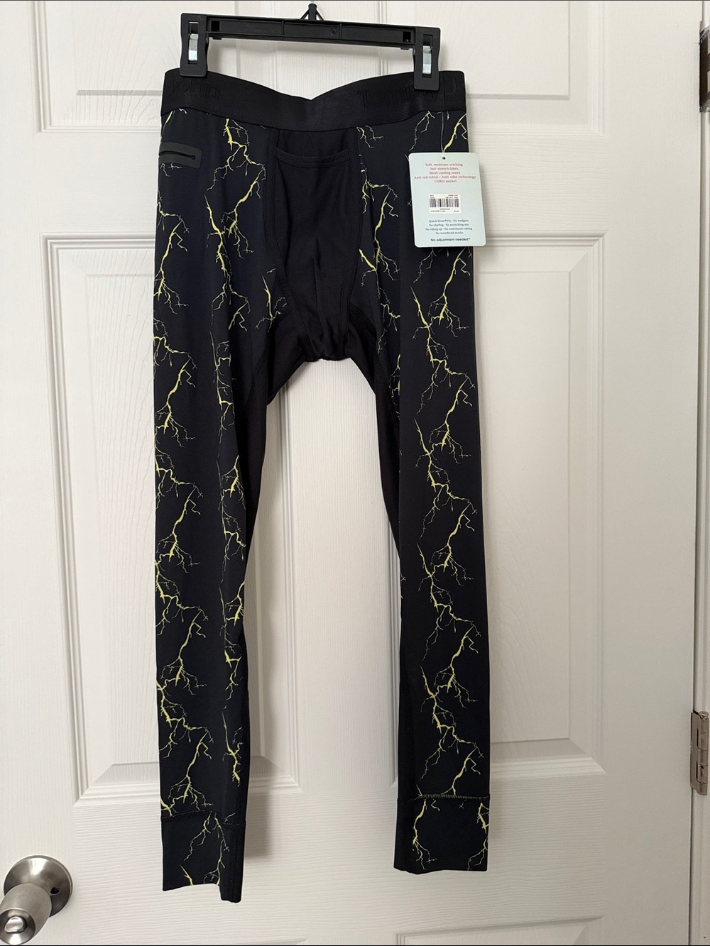 Tommy John Black Lightning-Print Athletic Leggings